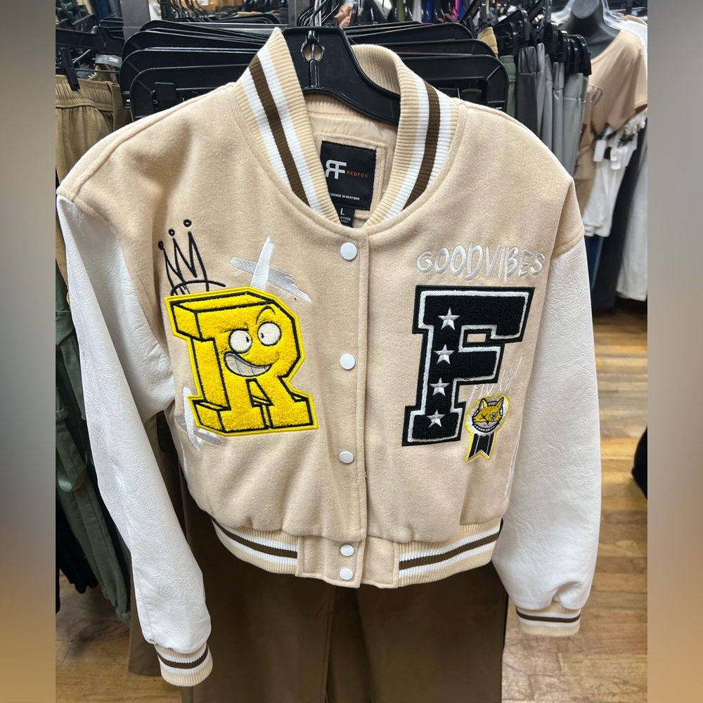 Brand new crop varsity jacket